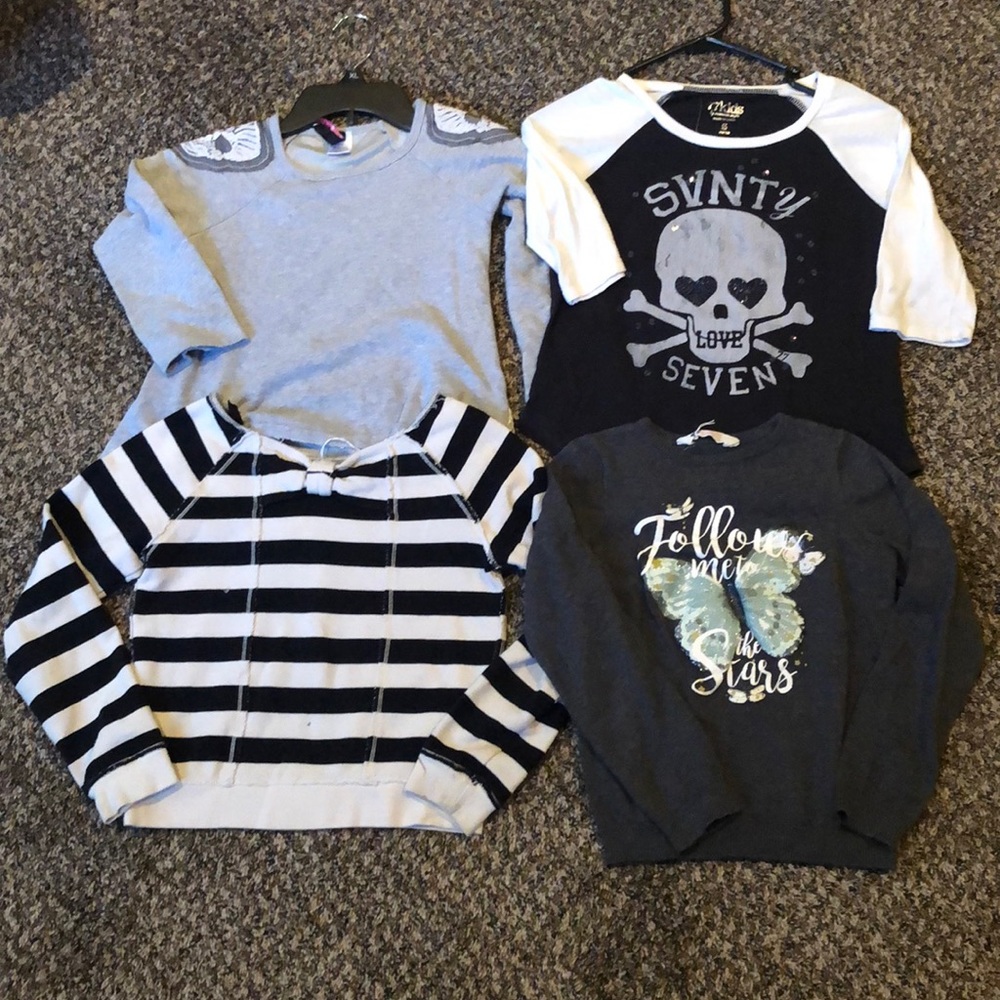 Four long sleeve girls size small/7 shirts